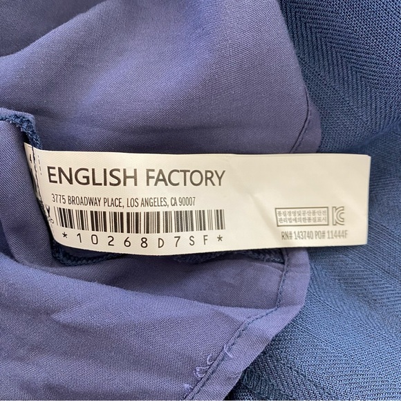 Cute English Factory Ruffle Mini Dress with Lace Trim & Flounce Sleeves Navy XS - Picture 12 of 16